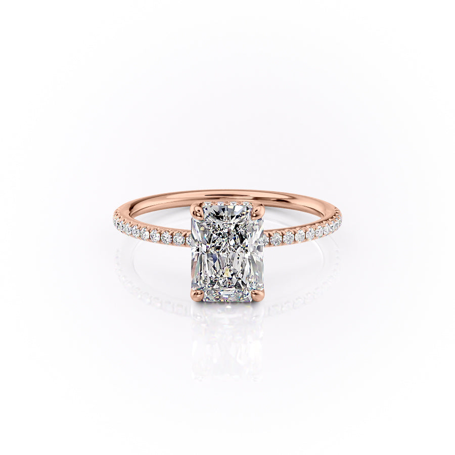 The Pave Sydney Set With Radiant Pave Lab Diamond 1 Carat 14K Rose#material_14k-rose