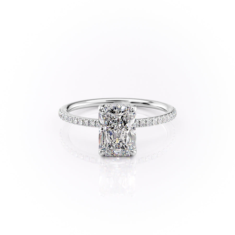 The Pave Sydney Set With Radiant Pave Lab Diamond 1 Carat 14K White#material_14k-white