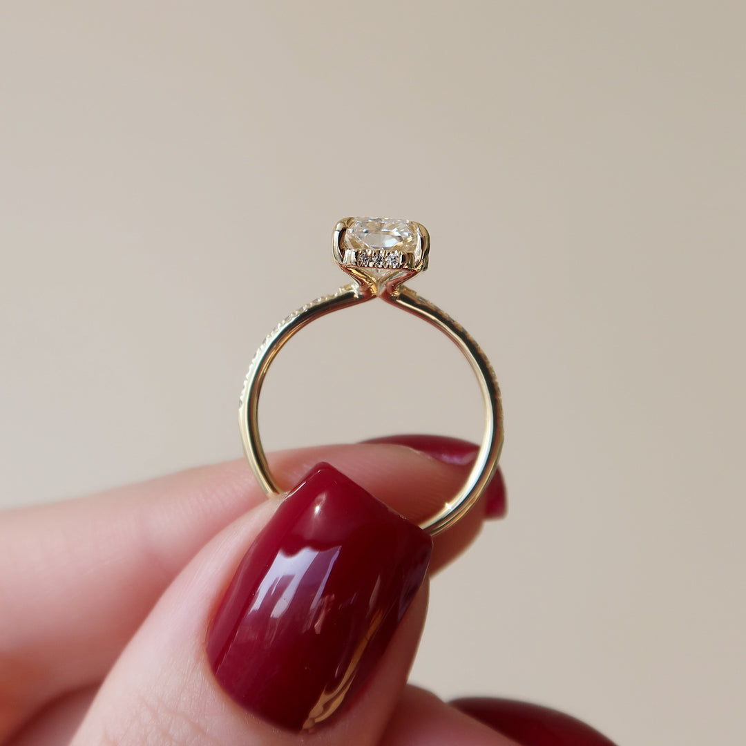 The Pave Sydney Radiant Lab Diamond Moissanite Engagement Ring