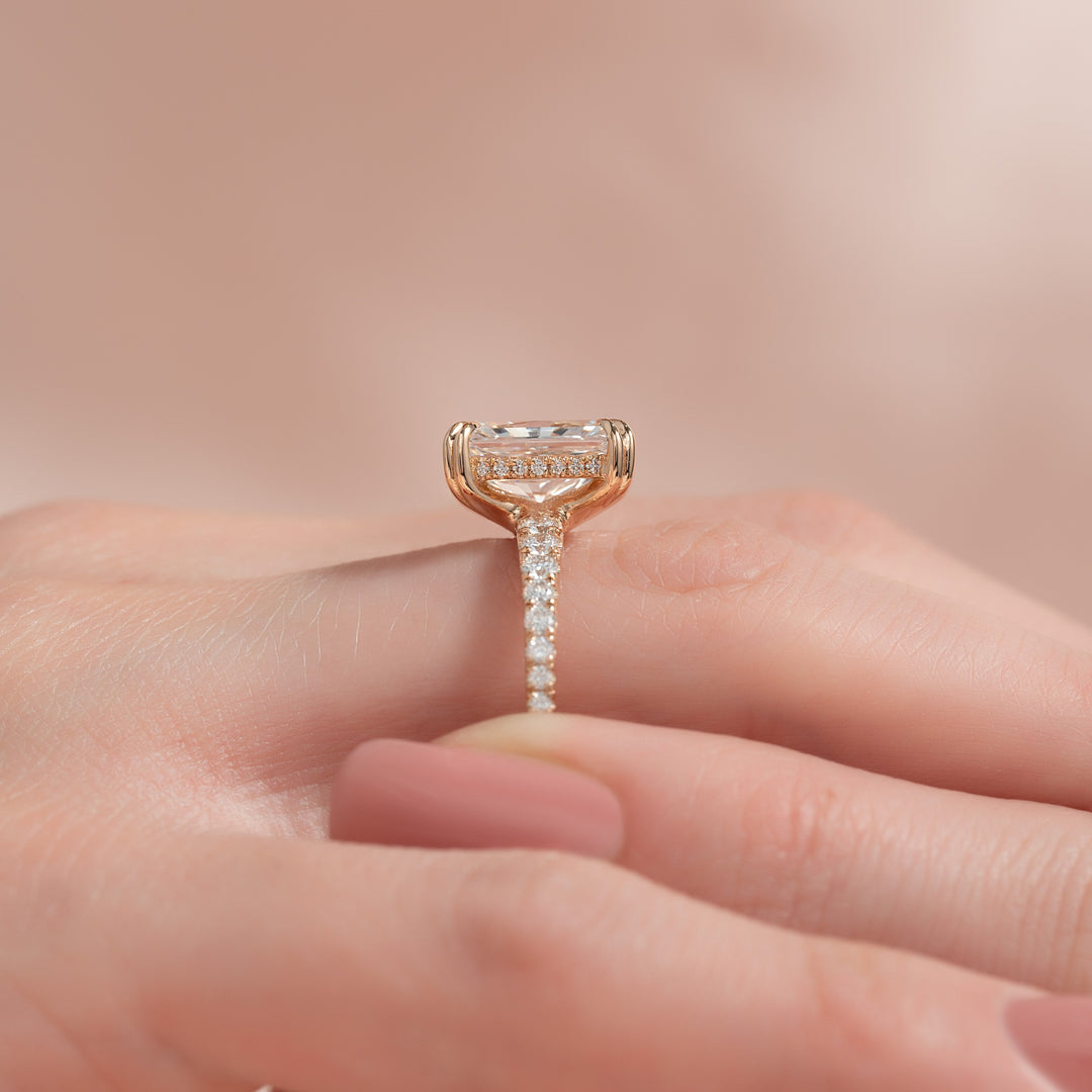 The Pave Sydney Radiant Lab Diamond Moissanite Engagement Ring