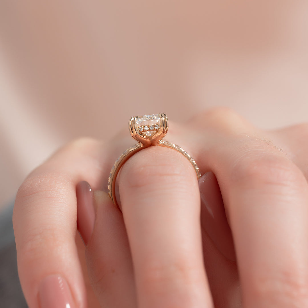 The Pave Sydney Radiant Lab Diamond Moissanite Engagement Ring