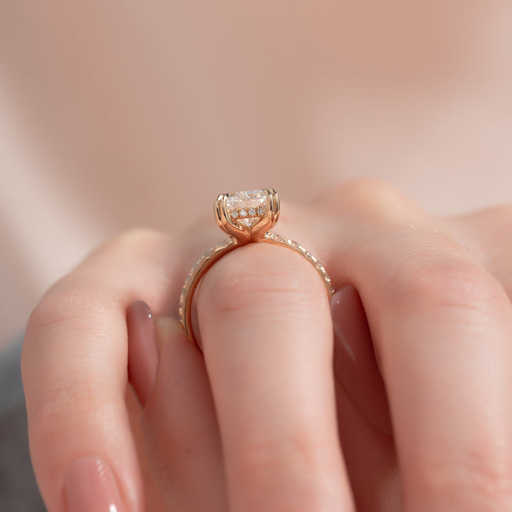 The Pave Sydney Radiant Lab Diamond Moissanite Engagement Ring *Shown with 3 ct #material_rose