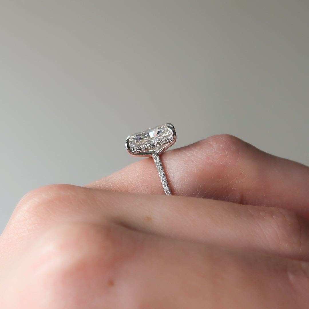 The Pave Sydney Radiant Lab Diamond Moissanite Engagement Ring