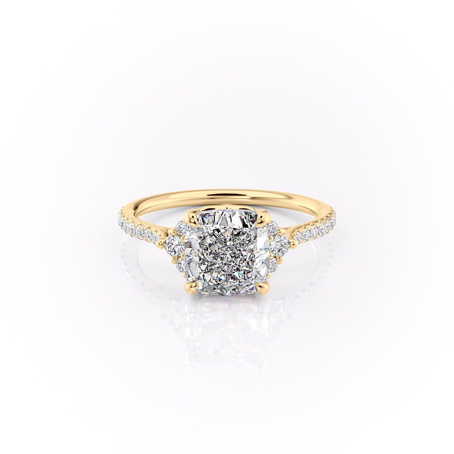 The Pave Violet Set With A Cushion Lab Diamond-L'Amour Brilliance #material_gold