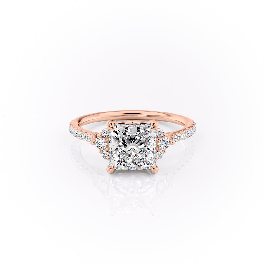 The Pave Violet Set With A Princess Lab Diamond-L'Amour Brilliance #material_rose