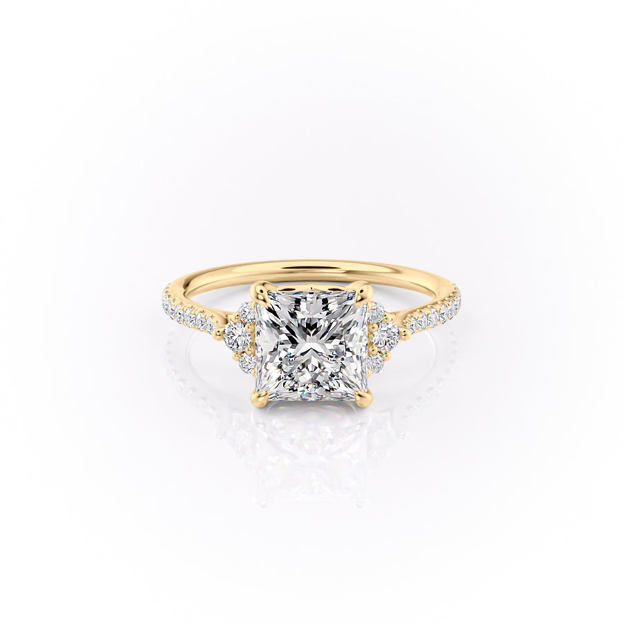 The Pave Violet Set With A Princess Lab Diamond-L'Amour Brilliance #material_gold
