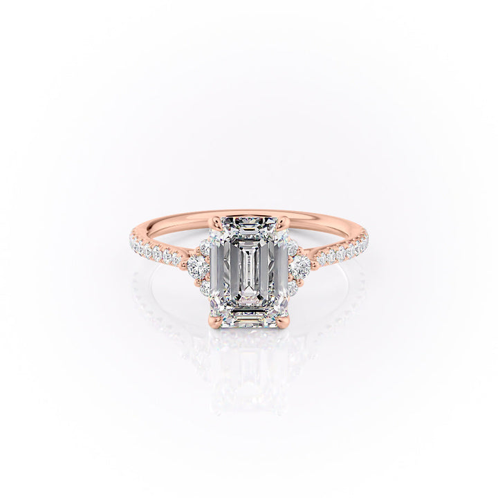 The Pave Violet Set With An Emerald Lab Diamond-L'Amour Brilliance #material_rose