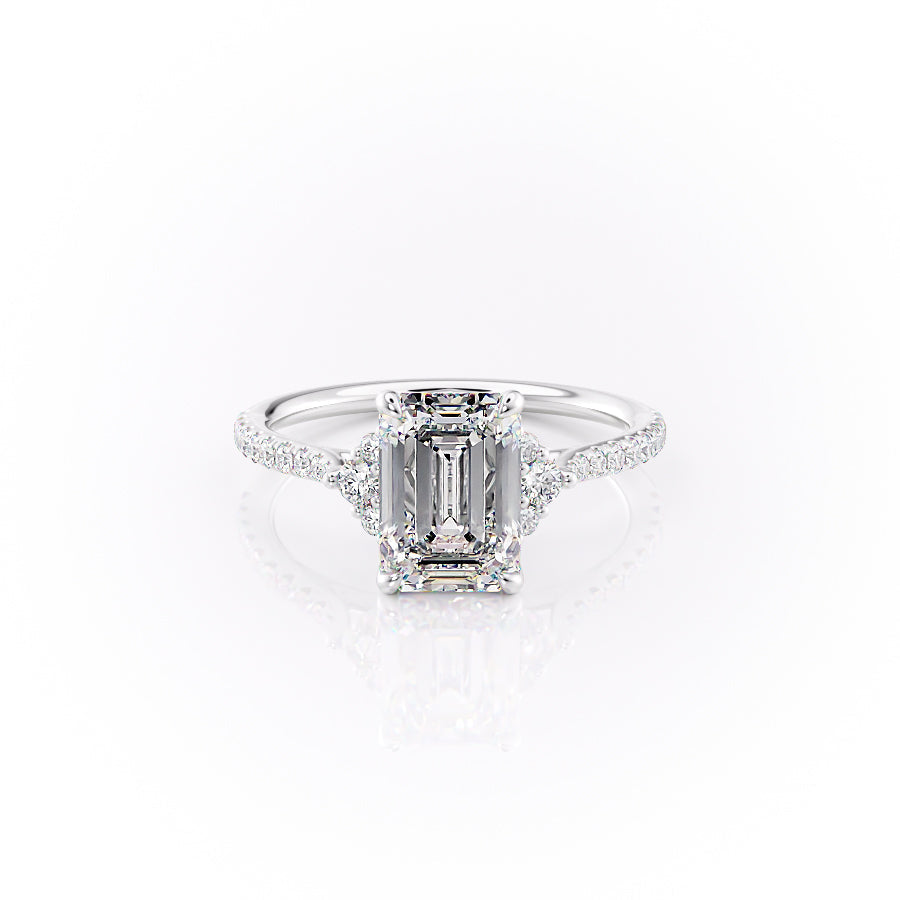 The Pave Violet Set With An Emerald Lab Diamond-L'Amour Brilliance #material_white