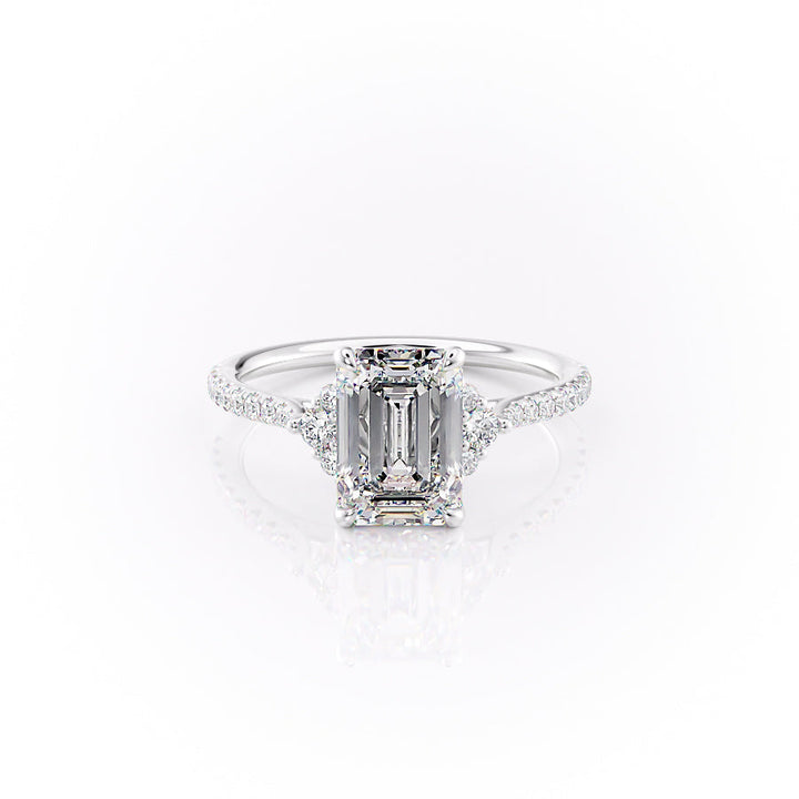 The Pave Violet Set With An Emerald Lab Diamond-L'Amour Brilliance #material_white