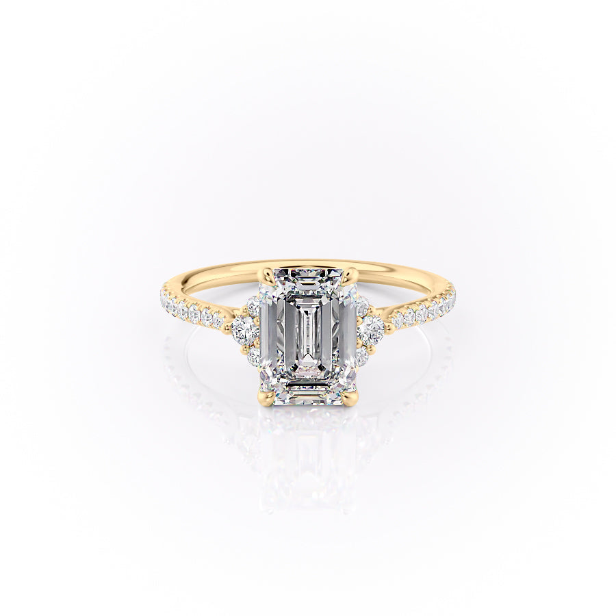 The Pave Violet Set With An Emerald Lab Diamond-L'Amour Brilliance #material_gold
