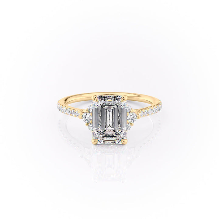 The Pave Violet Set With An Emerald Lab Diamond-L'Amour Brilliance #material_gold