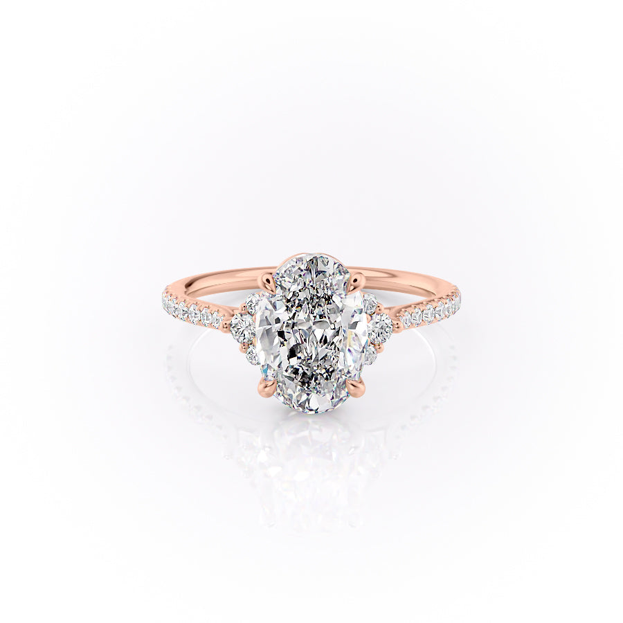 The Pave Violet Set With An Oval Lab Diamond-L'Amour Brilliance #material_rose