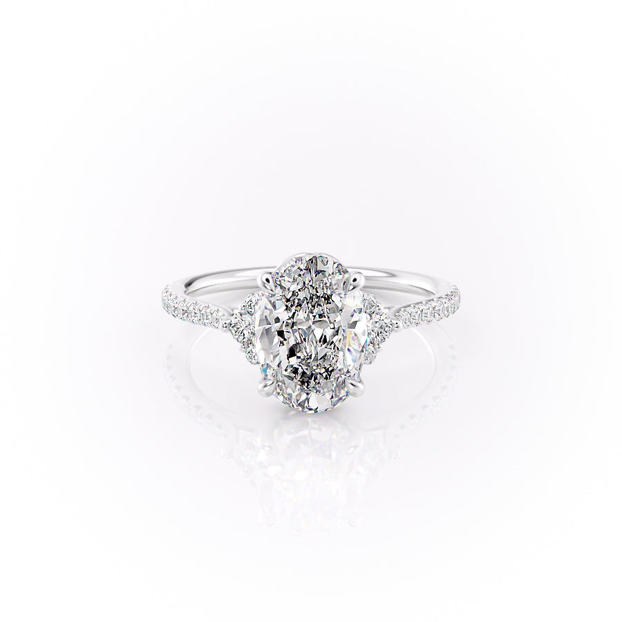 The Pave Violet Set With An Oval Lab Diamond-L'Amour Brilliance #material_white