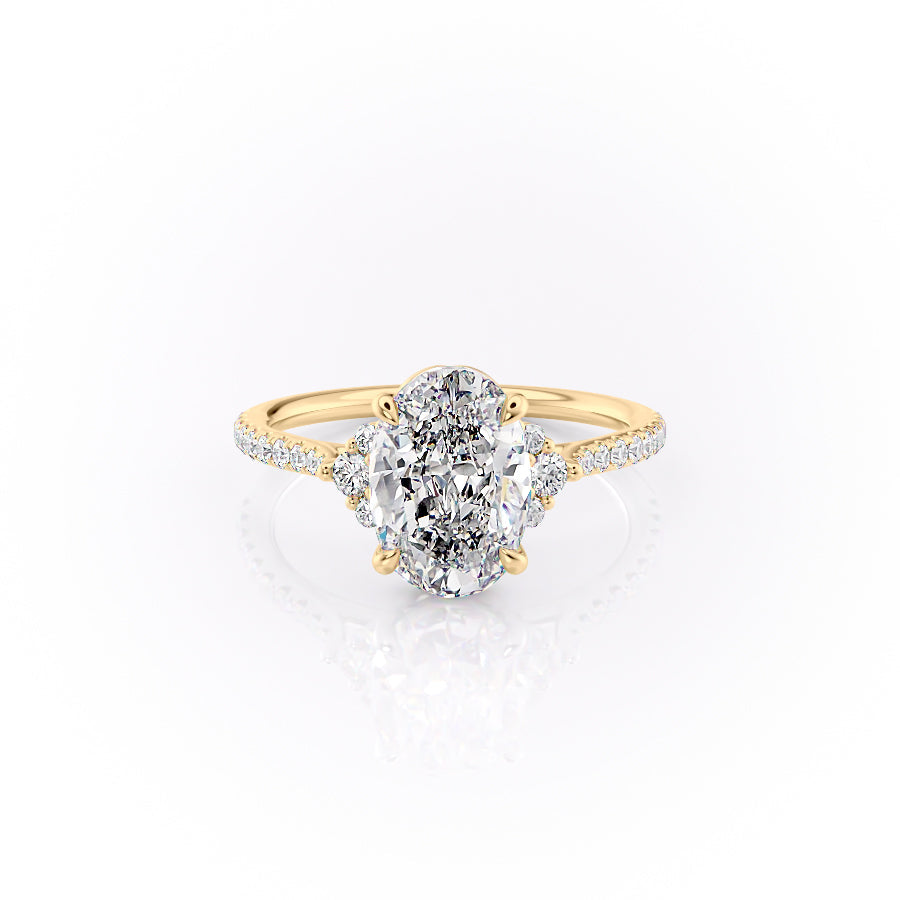 The Pave Violet Set With An Oval Lab Diamond-L'Amour Brilliance #material_gold