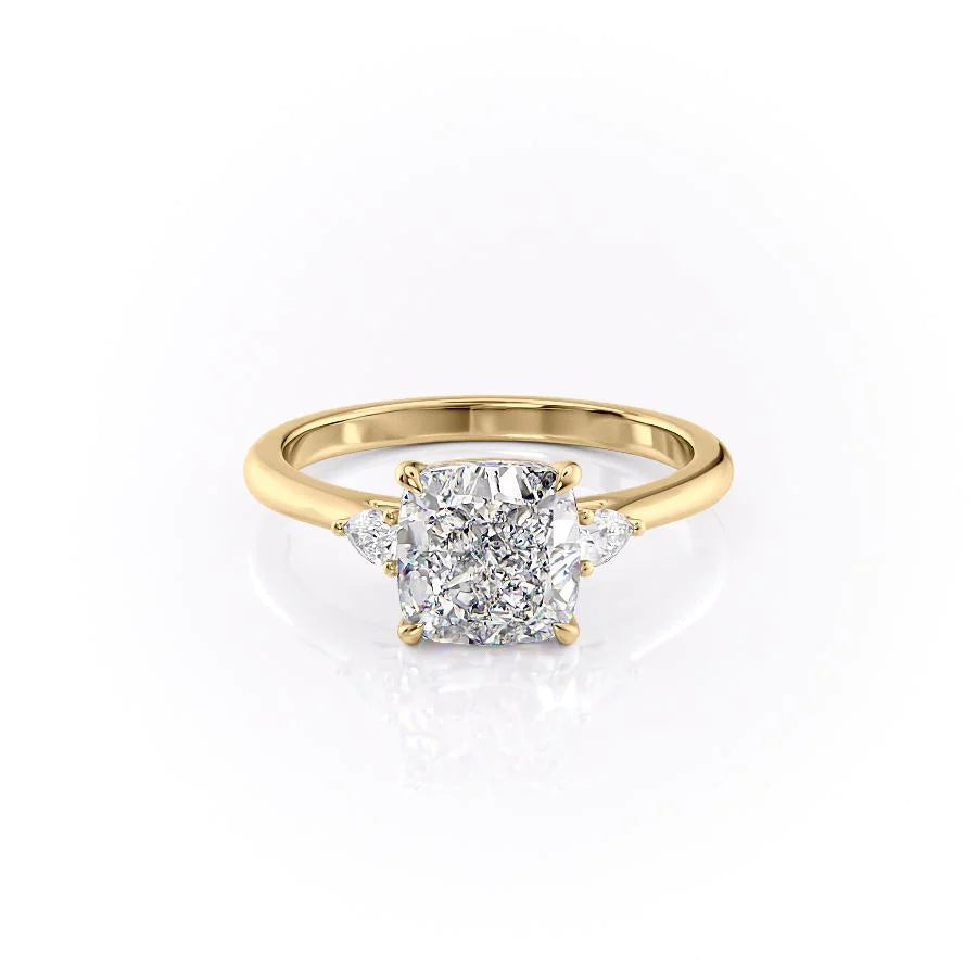 The Pears Leona Set With Cushion Side Stone Lab Diamond 1 Carat 14K Gold#material_14k-gold