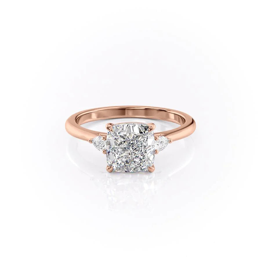 The Pears Leona Set With Cushion Side Stone Lab Diamond 1 Carat 14K Rose#material_14k-rose