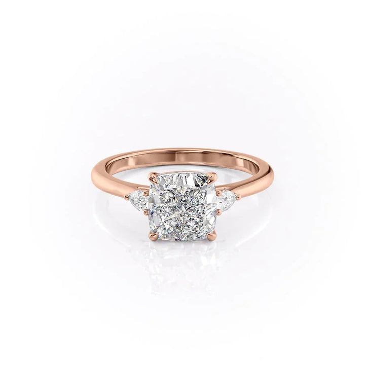 The Pears Leona Set With Cushion Side Stone Moissanite#material_14k-rose