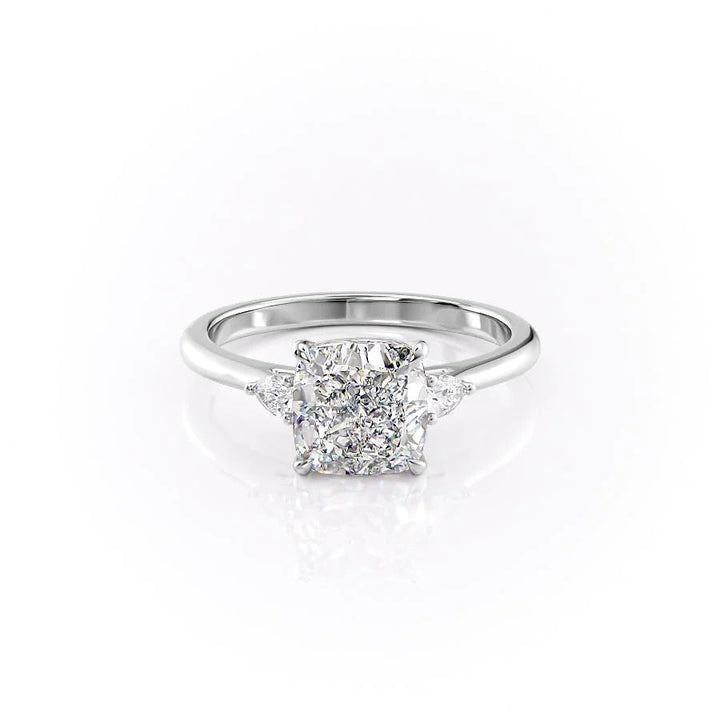 The Pears Leona Set With Cushion Side Stone Lab Diamond 1 Carat 14K White#material_14k-white