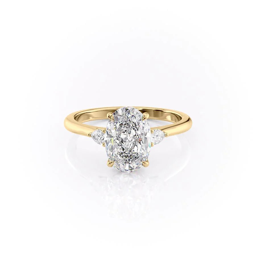 The Pears Leona Set With Oval Side Stone Lab Diamond 1 Carat 18K Gold#material_18k-gold