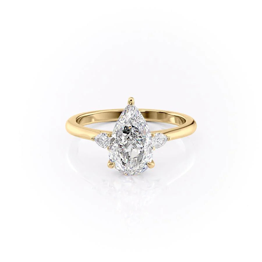 The Pears Leona Set With Pear Side Stone Lab Diamond 1 Carat 14K Gold#material_14k-gold