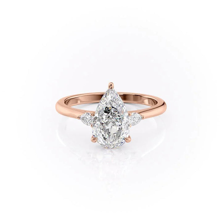 The Pears Leona Set With Pear Side Stone Lab Diamond 1 Carat 14K Rose#material_14k-rose