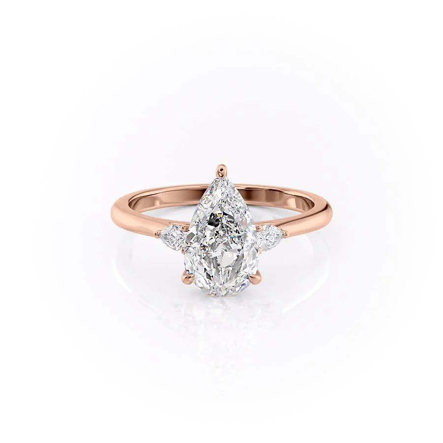 The Pears Leona Set With Pear Side Stone Moissanite#material_14k-rose