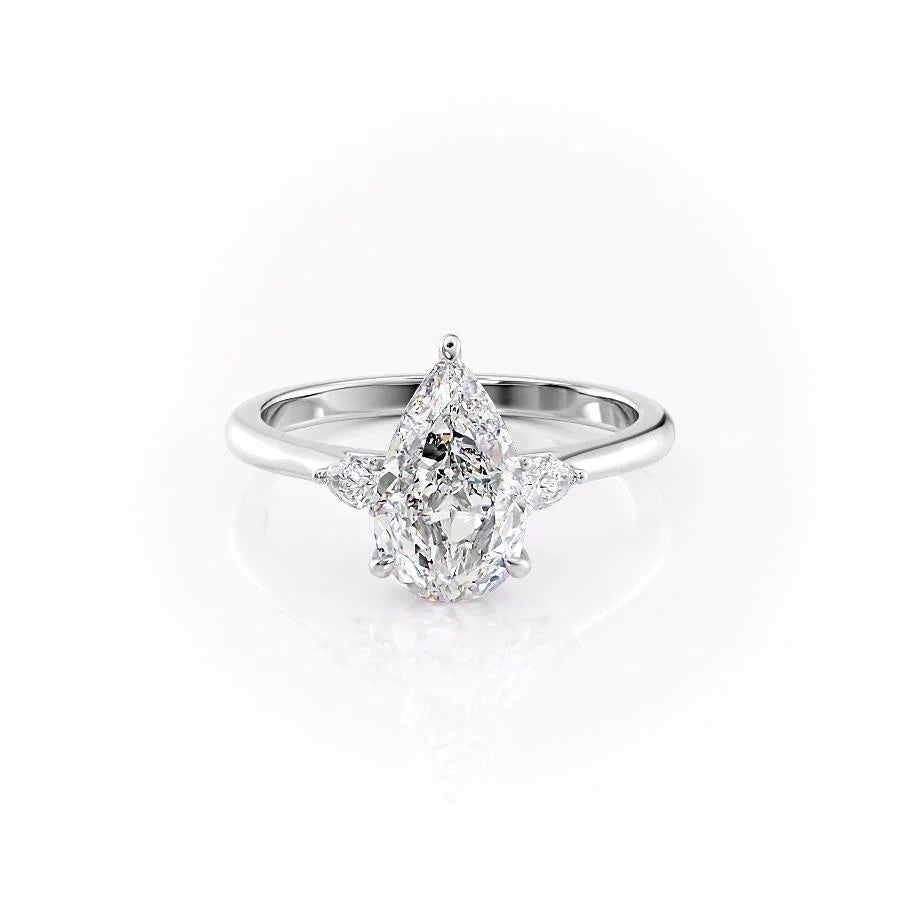 The Pears Leona Set With Pear Side Stone Lab Diamond 1 Carat 14K White#material_14k-white