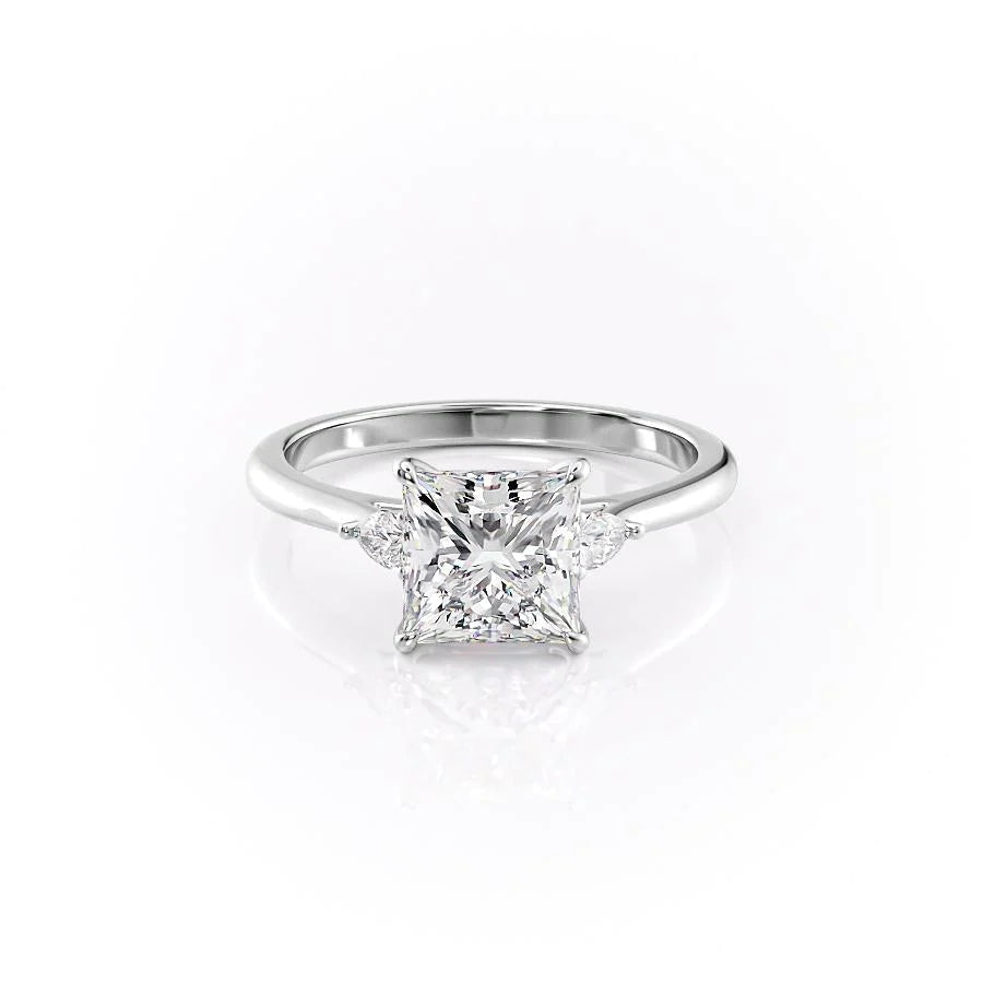 The Pears Leona Set With Princess Side Stone Lab Diamond 1 Carat 14K White#material_14k-white