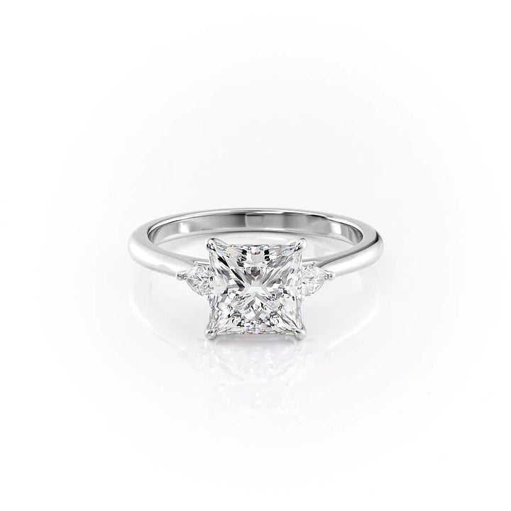 The Pears Leona Set With Princess Side Stone Lab Diamond 1 Carat 14K White#material_14k-white