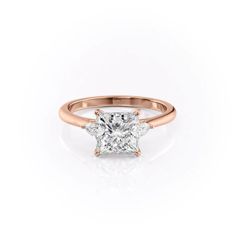 The Pears Leona Set With Princess Side Stone Lab Diamond 1 Carat 18K Rose#material_18k-rose