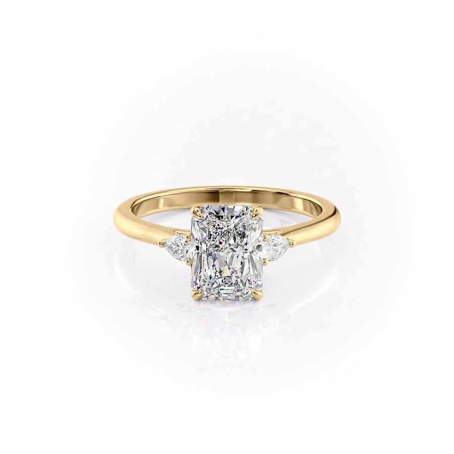 The Pears Leona Set With Radiant Side Stone Lab Diamond 1 Carat 14K Gold#material_14k-gold