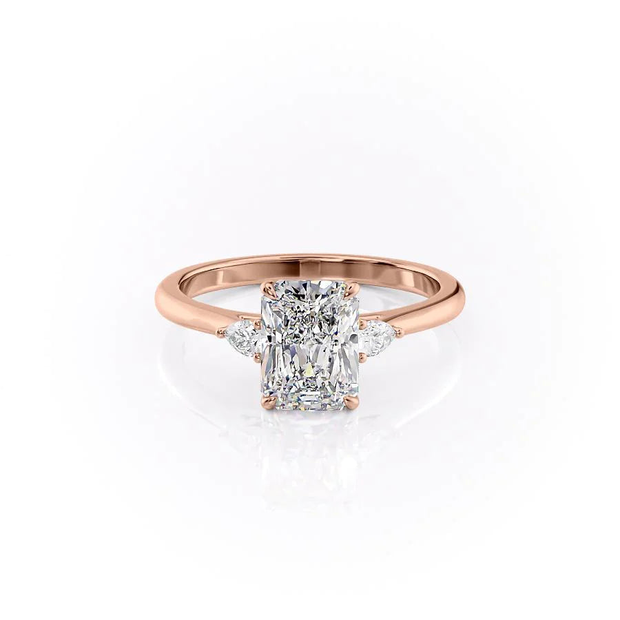 The Pears Leona Set With Radiant Side Stone Lab Diamond 1 Carat 14K Rose#material_14k-rose