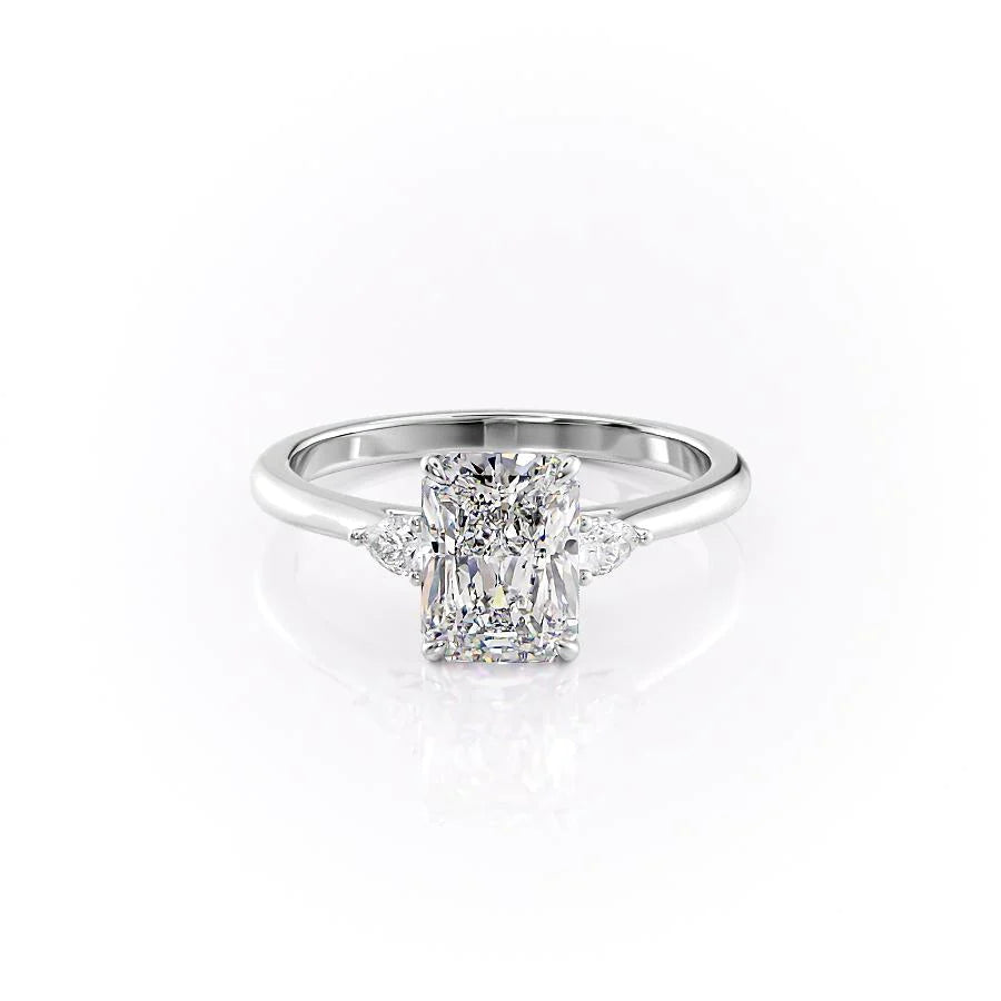 The Pears Leona Set With Radiant Side Stone Lab Diamond 1 Carat 14K White#material_14k-white