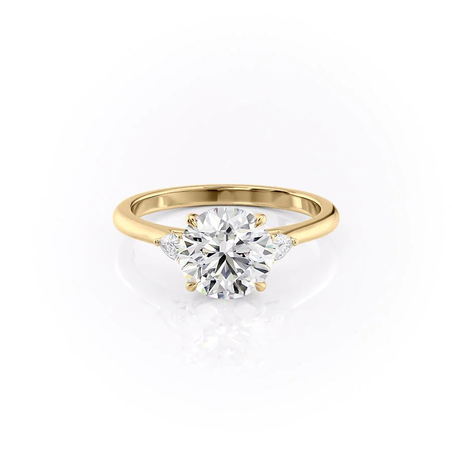 The Pears Leona Set With Round Side Stone Lab Diamond 1 Carat 14K Gold#material_14k-gold