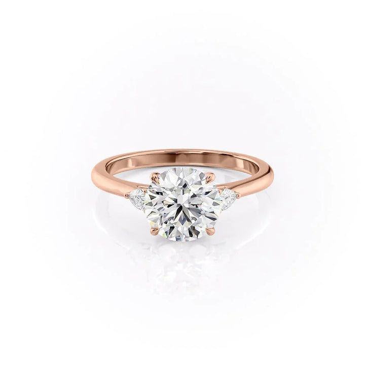 The Pears Leona Set With Round Side Stone Lab Diamond 1 Carat 14K Rose#material_14k-rose