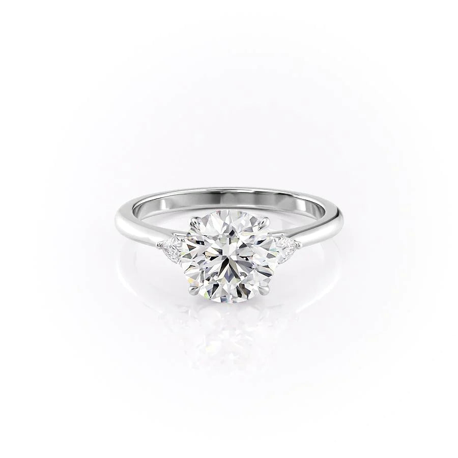 The Pears Leona Set With Round Side Stone Lab Diamond 1 Carat 14K White#material_14k-white