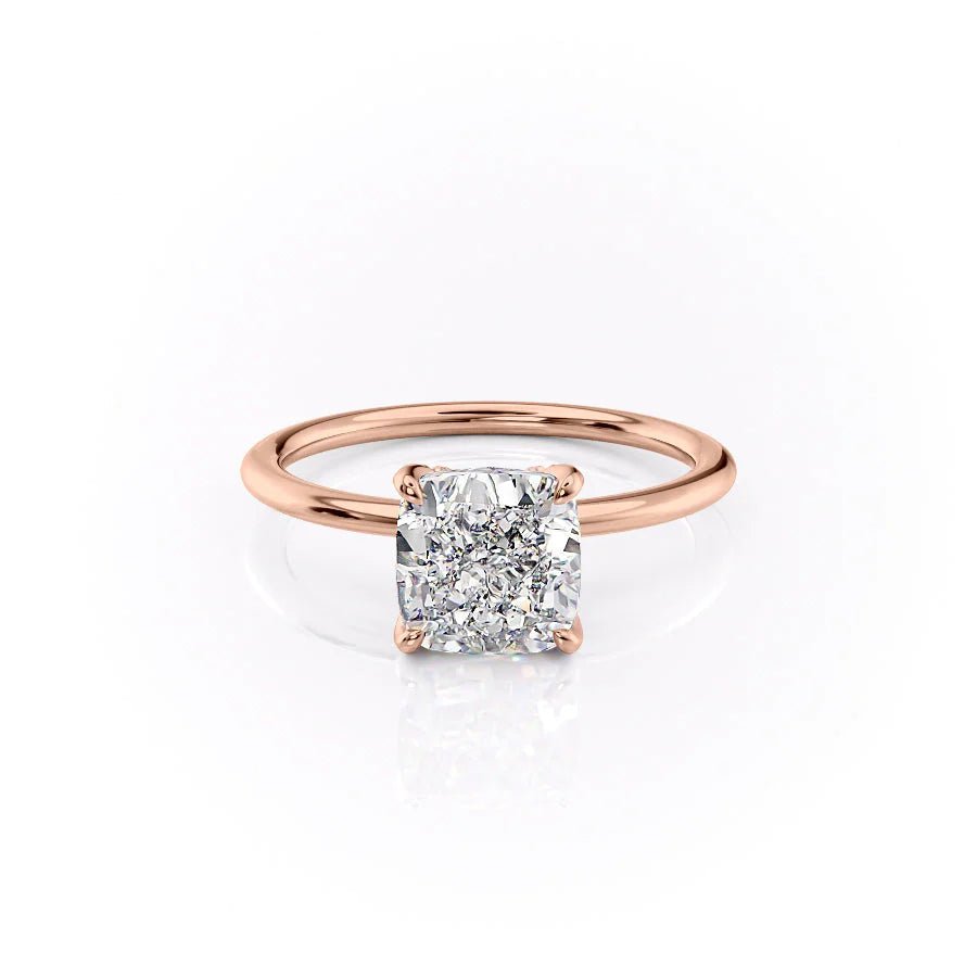 The Petal Liberty Set With Cushion Solitaire Lab Diamond 1 Carat 14K Rose#material_14k-rose