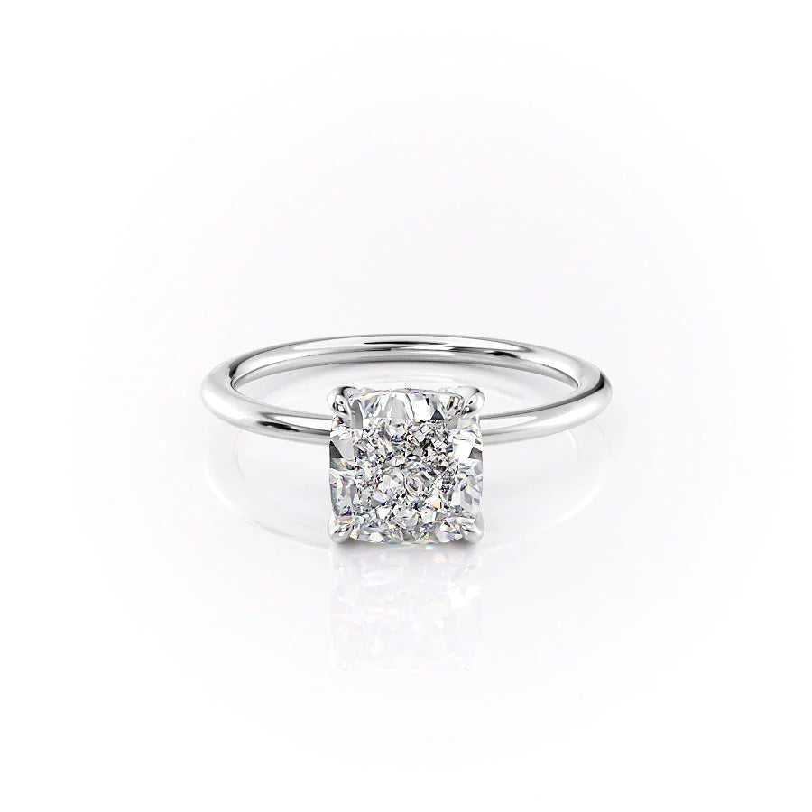 The Petal Liberty Set With Cushion Solitaire Lab Diamond 1 Carat 14K White#material_14k-white