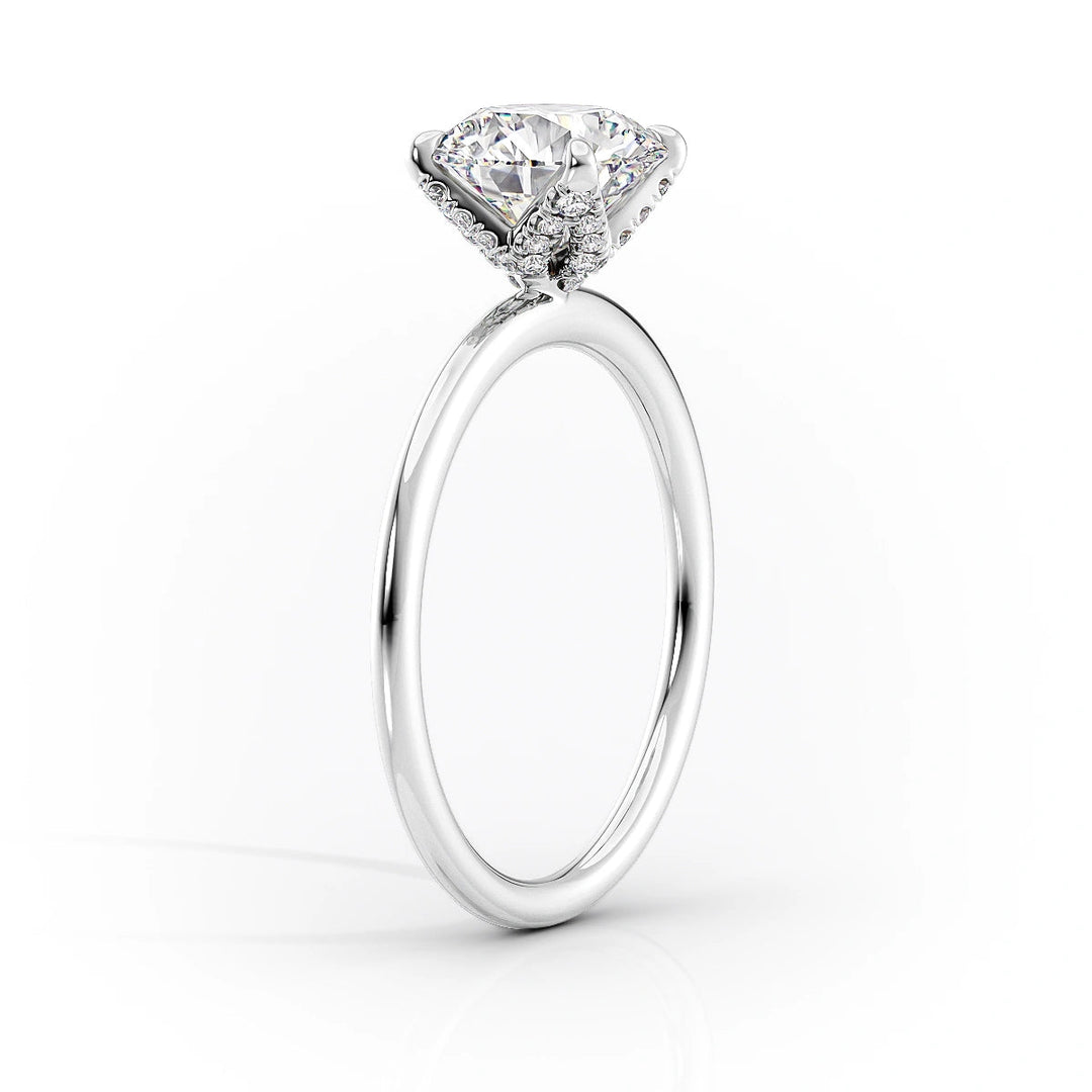 The Petal Liberty Set With Cushion Solitaire Moissanite#material_14k-white