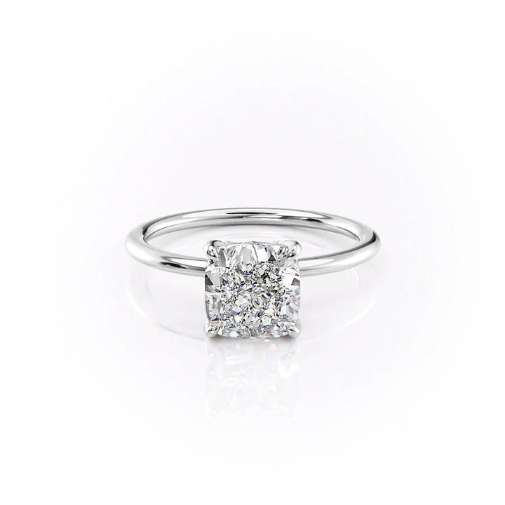 The Petal Liberty Set With Cushion Solitaire Lab Diamond 1 Carat 18K White#material_18k-white