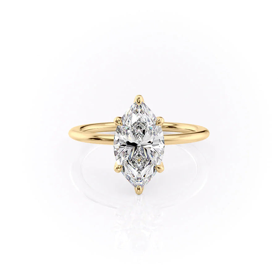 The Petal Liberty Set With Marquise Solitaire Lab Diamond 1 Carat 14K Gold#material_14k-gold