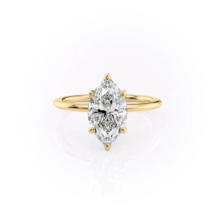 The Petal Liberty Set With Marquise Solitaire Moissanite#material_14k-gold