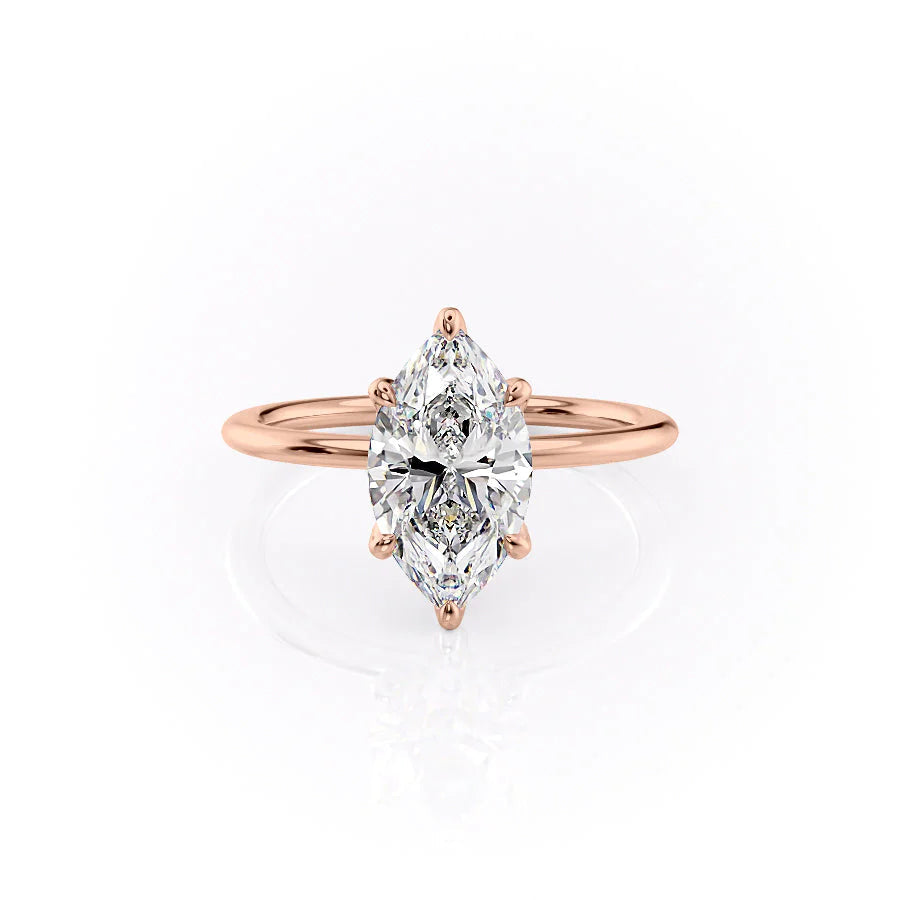 The Petal Liberty Set With Marquise Solitaire Moissanite#material_14k-rose