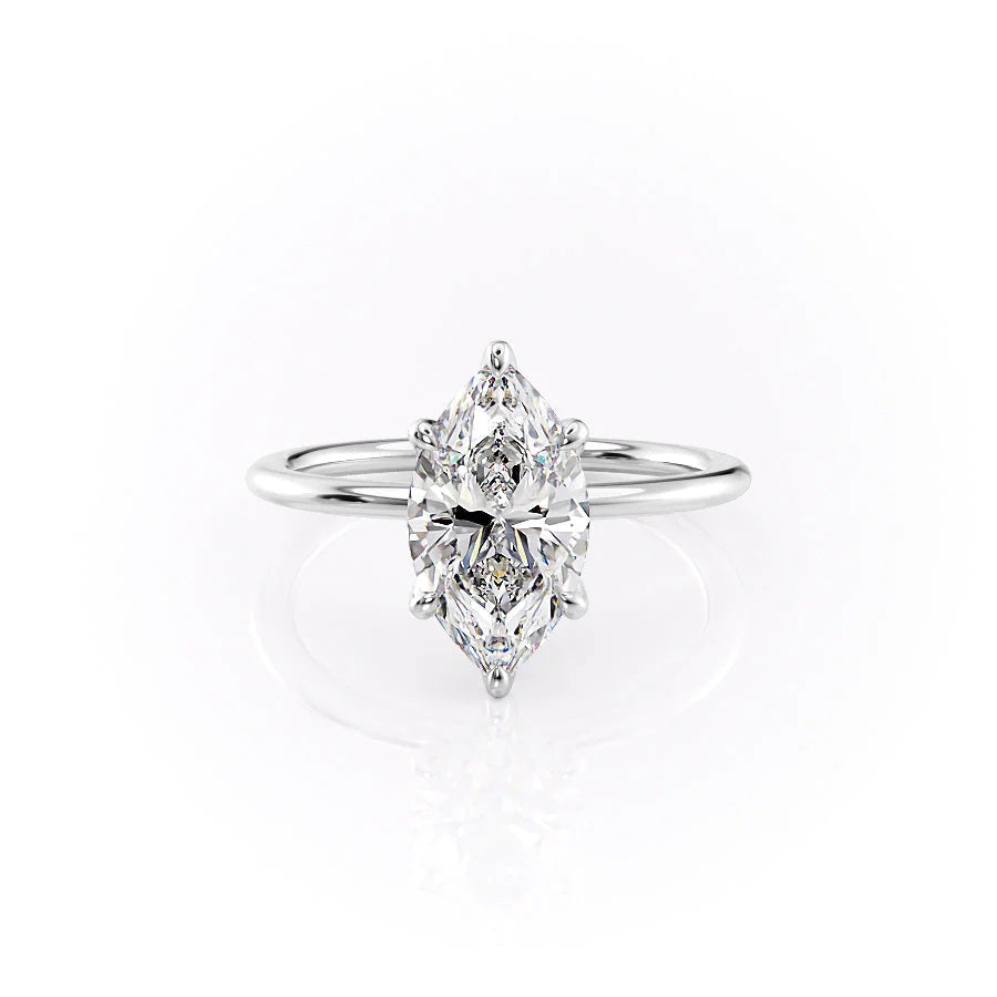 The Petal Liberty Set With Marquise Solitaire Lab Diamond 1 Carat 14K White#material_14k-white