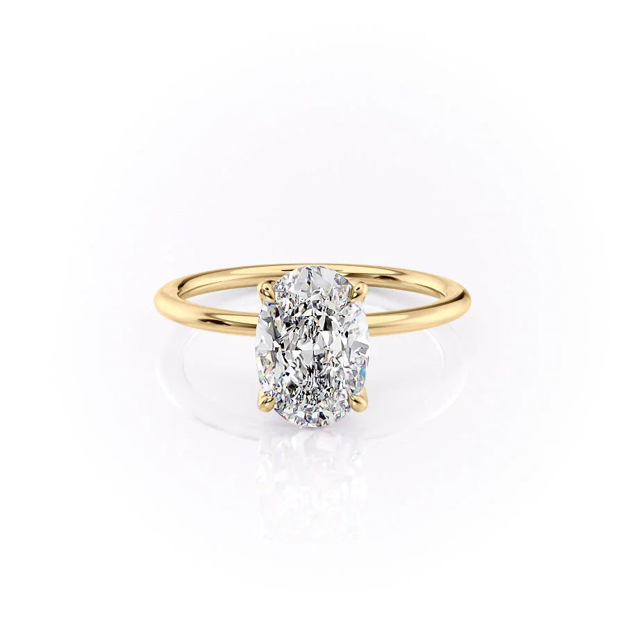 The Petal Liberty Set With Oval Solitaire Lab Diamond 1 Carat 14K Gold#material_14k-gold