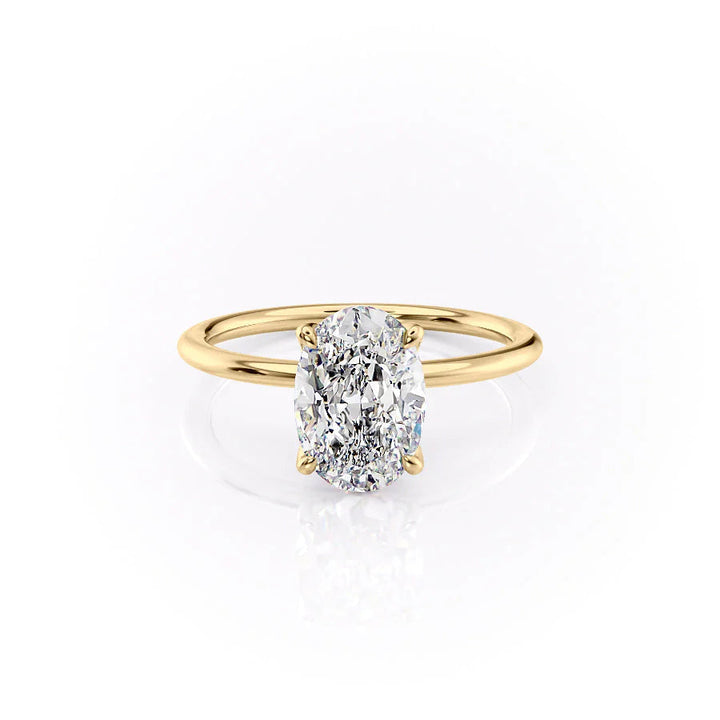 The Petal Liberty Set With Oval Solitaire Moissanite#material_14k-gold