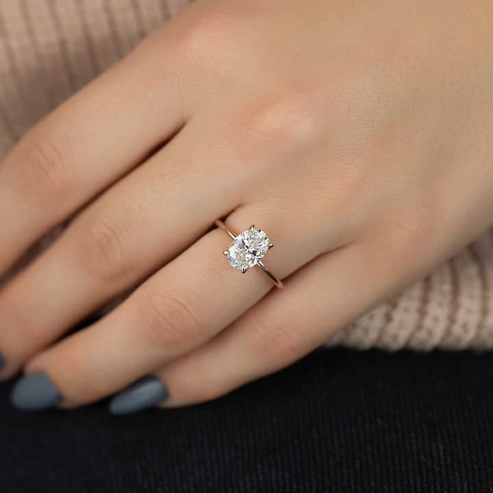 The Petal Liberty Set With Oval Solitaire Lab Diamond 2 Carat 14K Rose#material_14k-rose