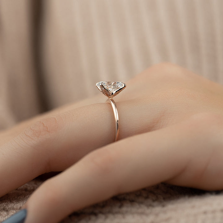 The Petal Liberty Set With Oval Solitaire Lab Diamond 2.5 Carat 14K Rose#material_14k-rose