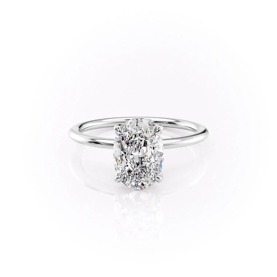 The Petal Liberty Set With Oval Solitaire Lab Diamond 1 Carat 14K White#material_14k-white