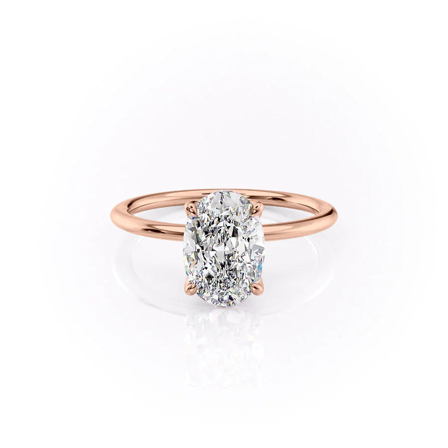 The Petal Liberty Set With Oval Solitaire Lab Diamond 1 Carat 18K Rose#material_18k-rose